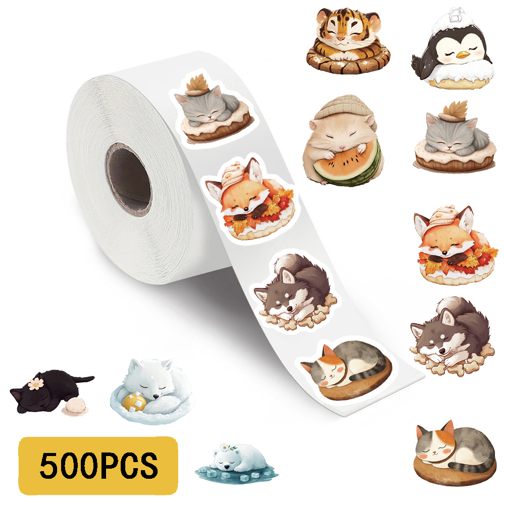 Phone Accessories For Your Car - Rouleau d'autocollants animaux endormis mignons, 500