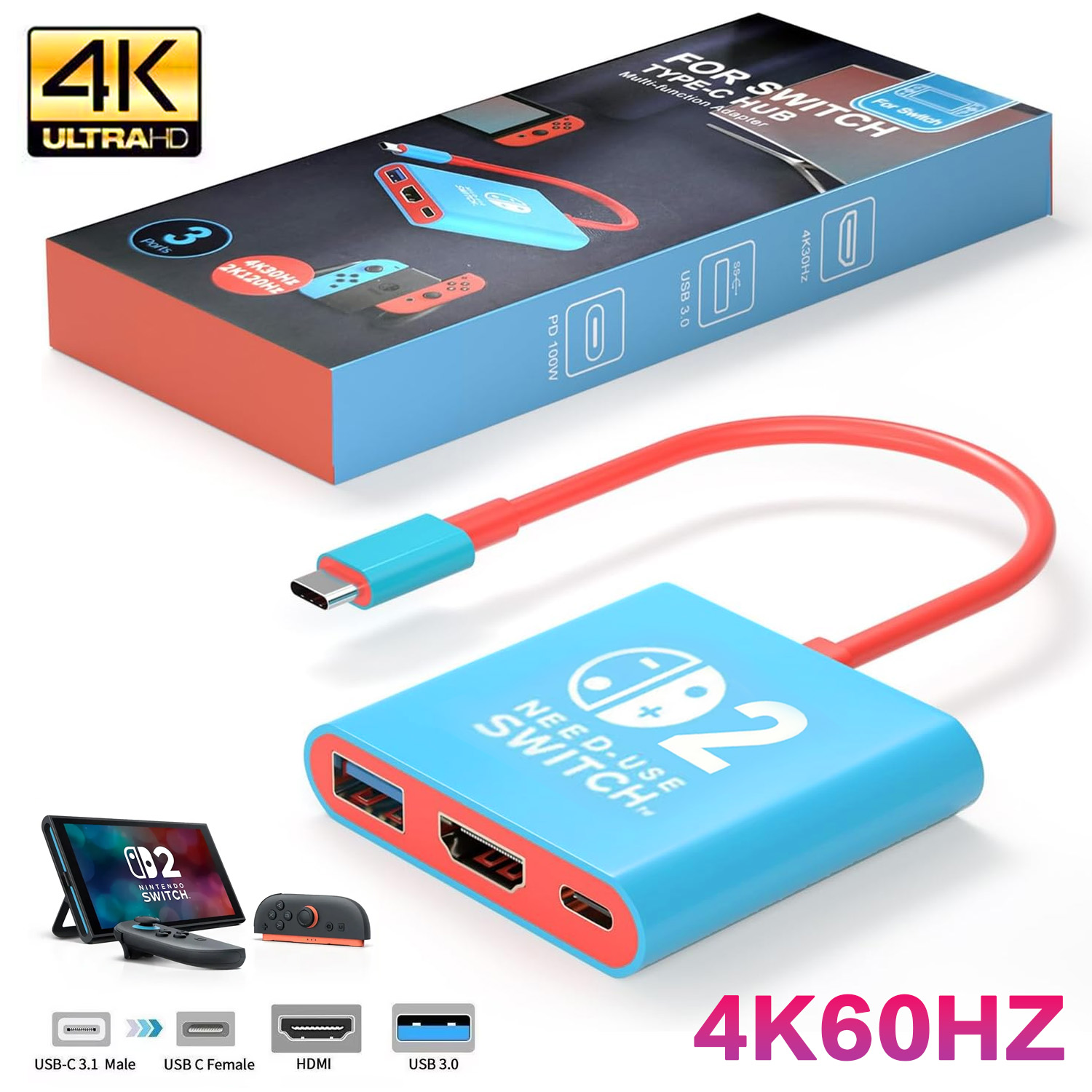 Hdmi Phone Adapter - Câble adaptateur type-c vers HDMI 4K60Hz,