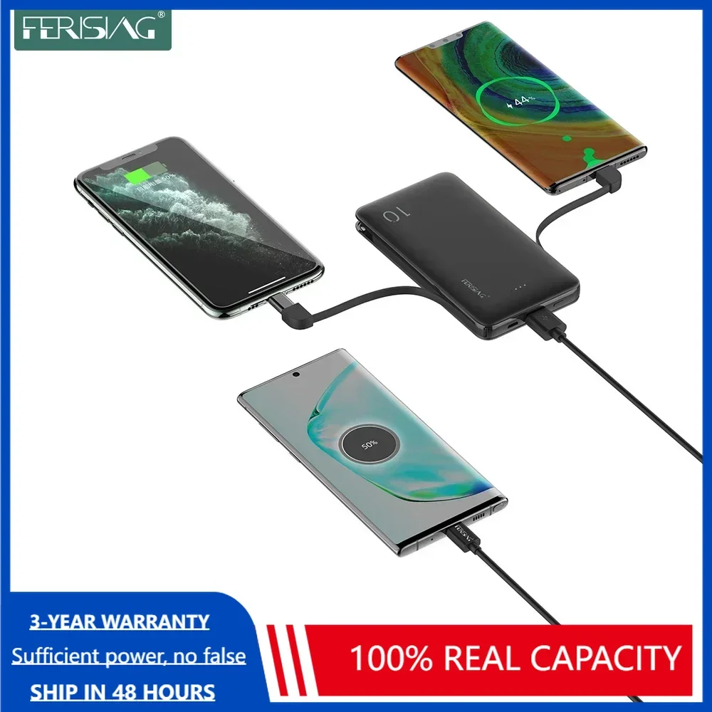 Power Bank Slim - FERISING 3IN1 10000mAh batterie externe mince