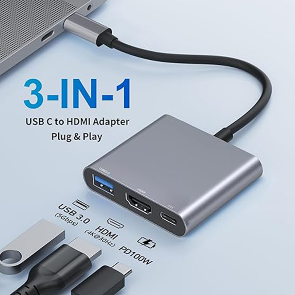 Hdmi Phone Adapter - Hub USB Type-C 3 en 1,