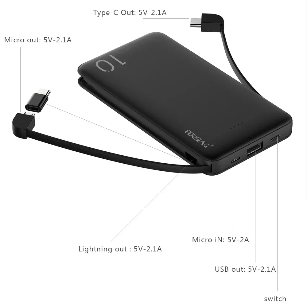 FERISING 3IN1 10000mAh batteri - Power Bank Slim avis et prix