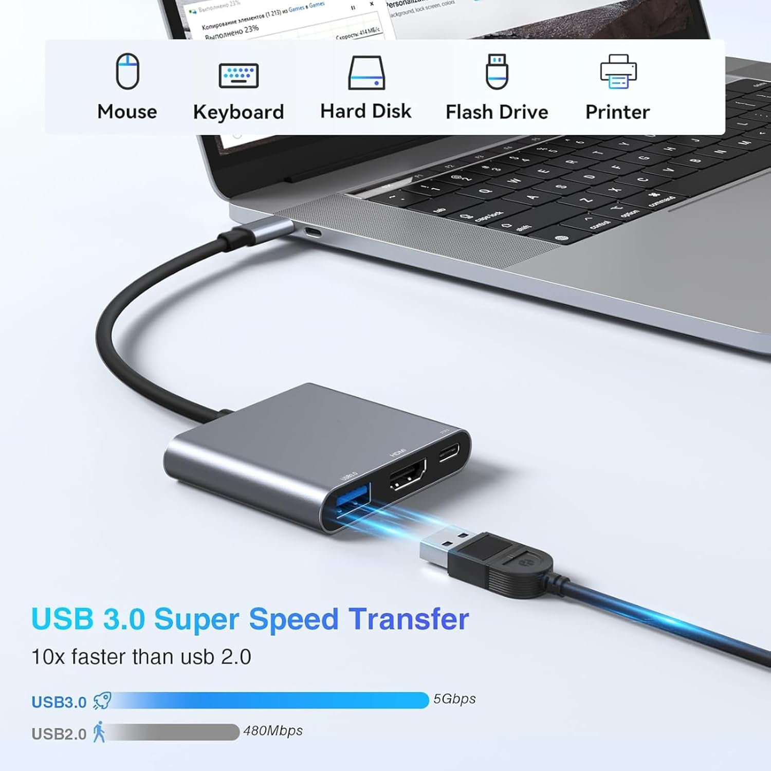 Hub USB Type-C 3 en 1, mâle ve - Hdmi Phone Adapter avis et prix